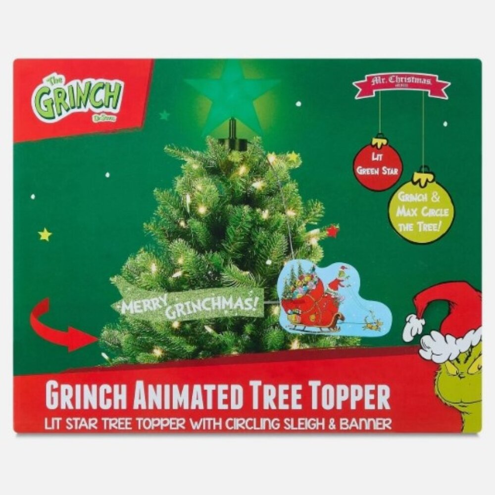 Grinch Animated Tree Topper Mr Christmas LED Star Holiday Decor